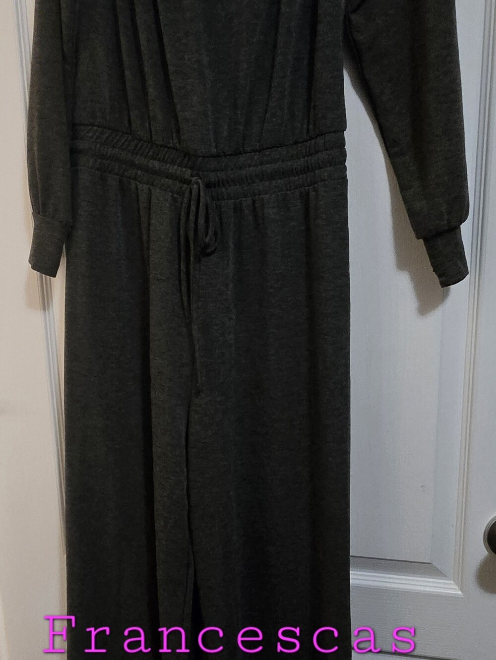 Francesca's Charcoal Gray Long Sleeve Jumpsuit